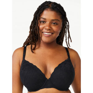 Joyspun Black Floral Lace Full Coverage Underwire Bra Size 40D